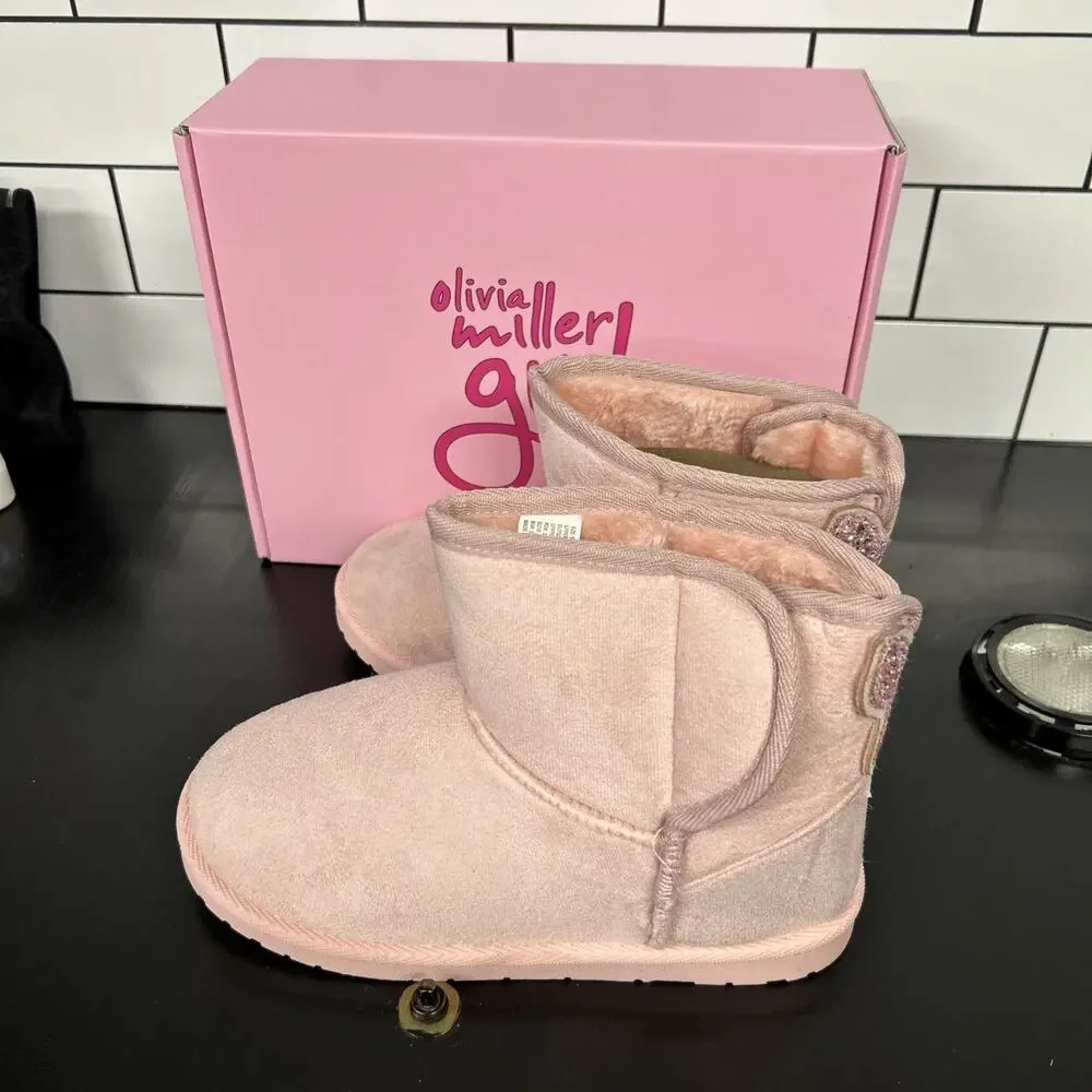 Olivia Miller Girl - Boot - Glitter Pink Butterfly - Girls Size 5